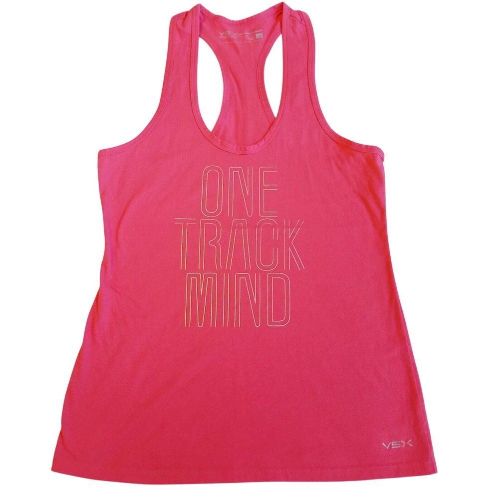 VSX Victoria's Secret Pink One Track Mind Racerback Graphic Tank Top Size M Gym